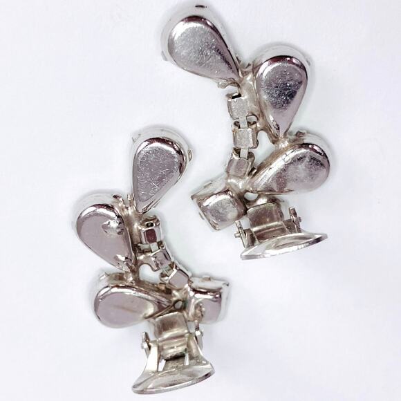 VTG Signed Weiss 1950s Cocktail Earrings Rhinestone Mid Century Clip On Sparkly - Picture 11 of 11